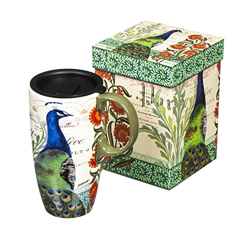 Durable Ceramic Peacock-Themed Coffee Mug
