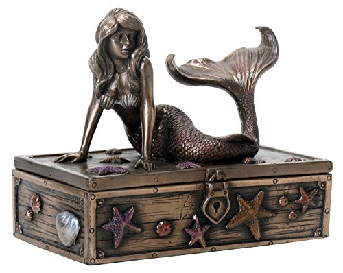 Exquisite Mermaid on Treasure Chest Keepsake Box 