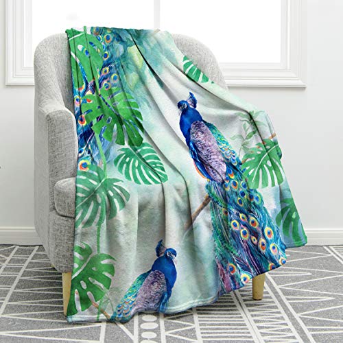 Beautiful Peacock-Print Throw Blanket  