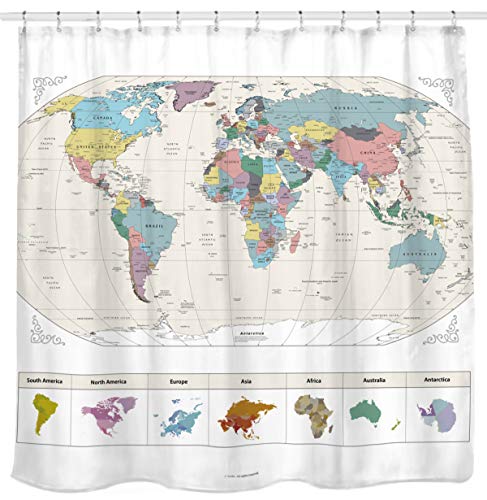 Colorful World Map Shower Curtain 