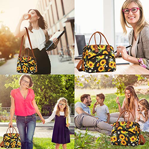 Sunflower Themed Insulated Lunch Bag