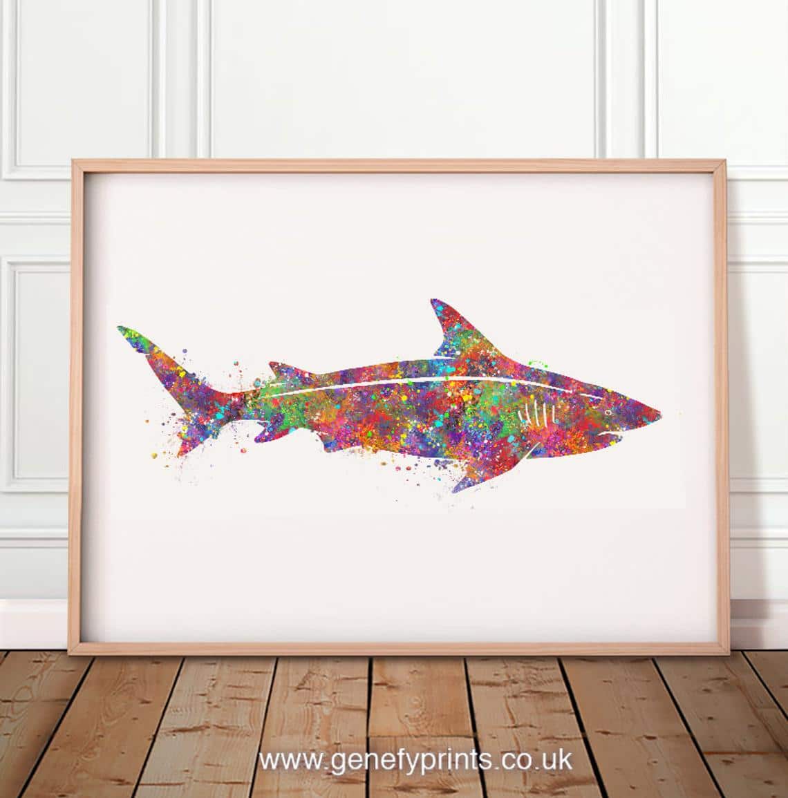 Minimalist Watercolor Shark Print