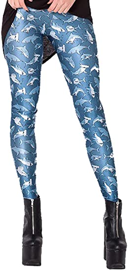 Flashy Shark Print Leggings