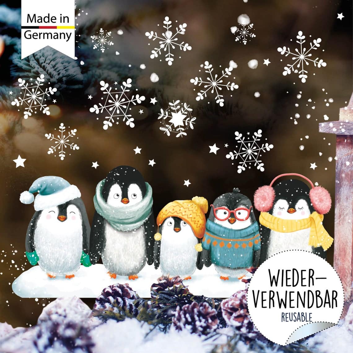 Winter Penguins Window Sticker