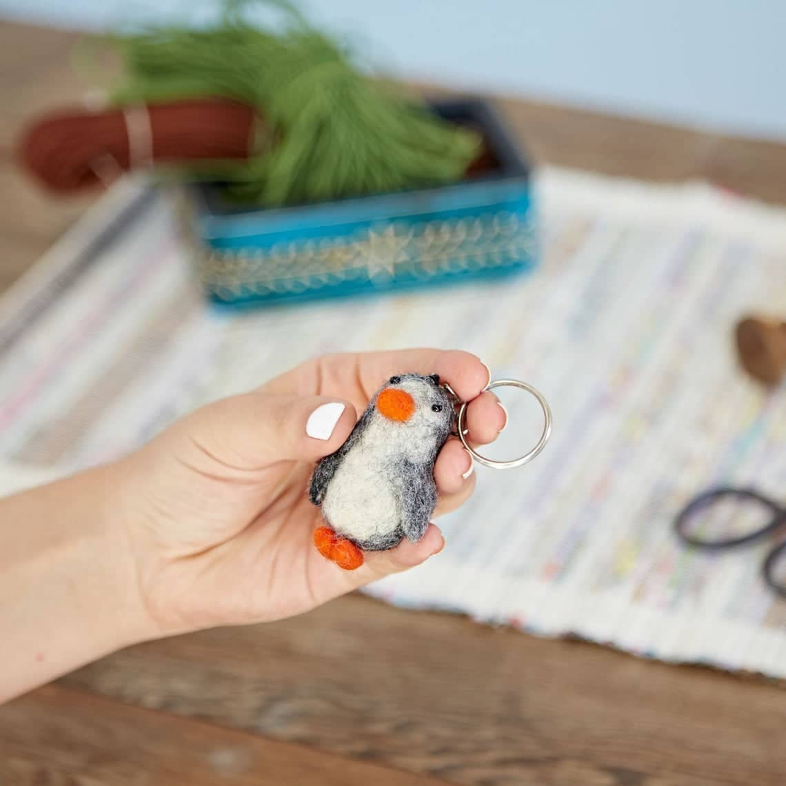 Curious Felt Penguin Keychain