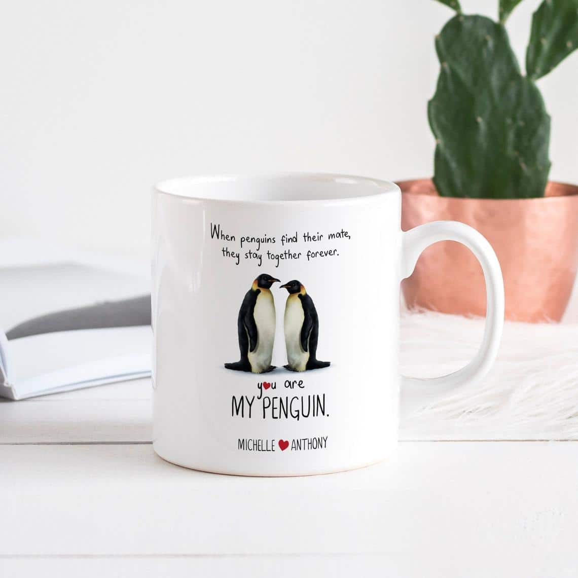 Funny and Romantic Penguin Mug